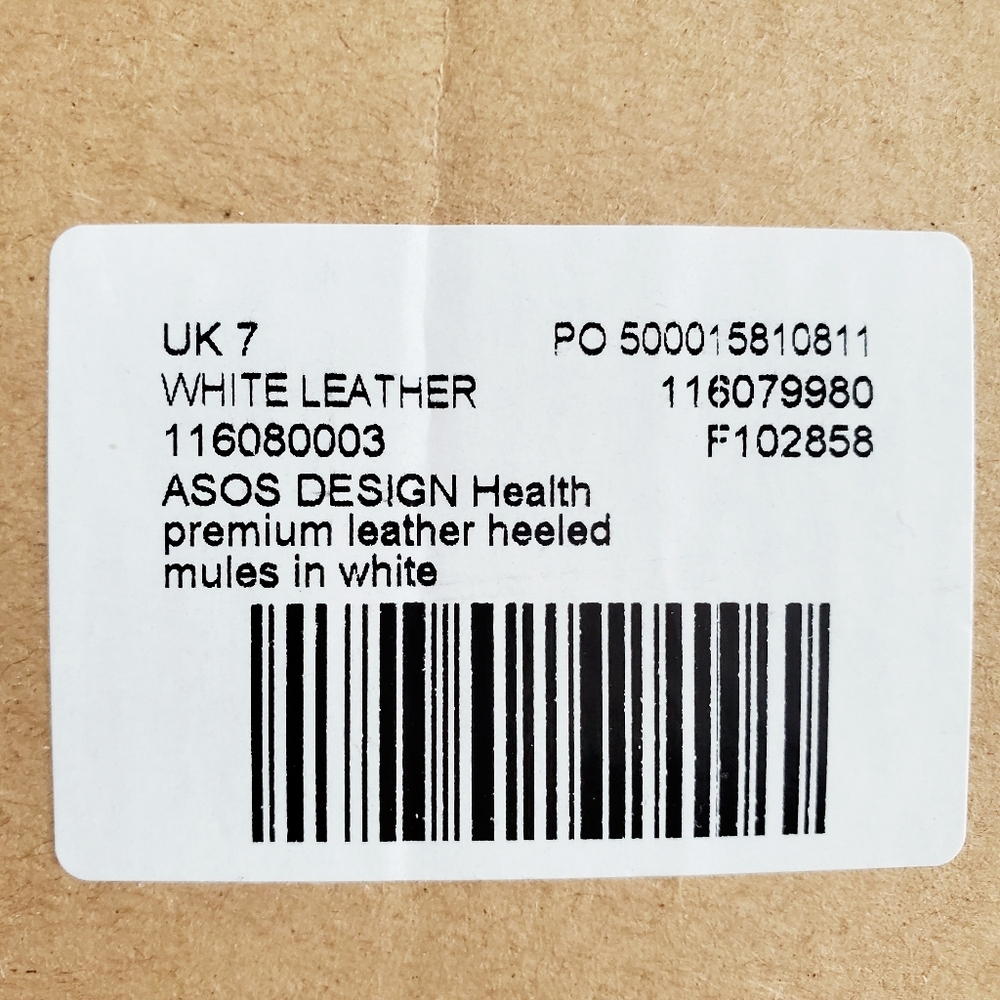 SOLD ASOS DESIGN Health Premium Leather Heeled Mules In White - Picture 8 of 8